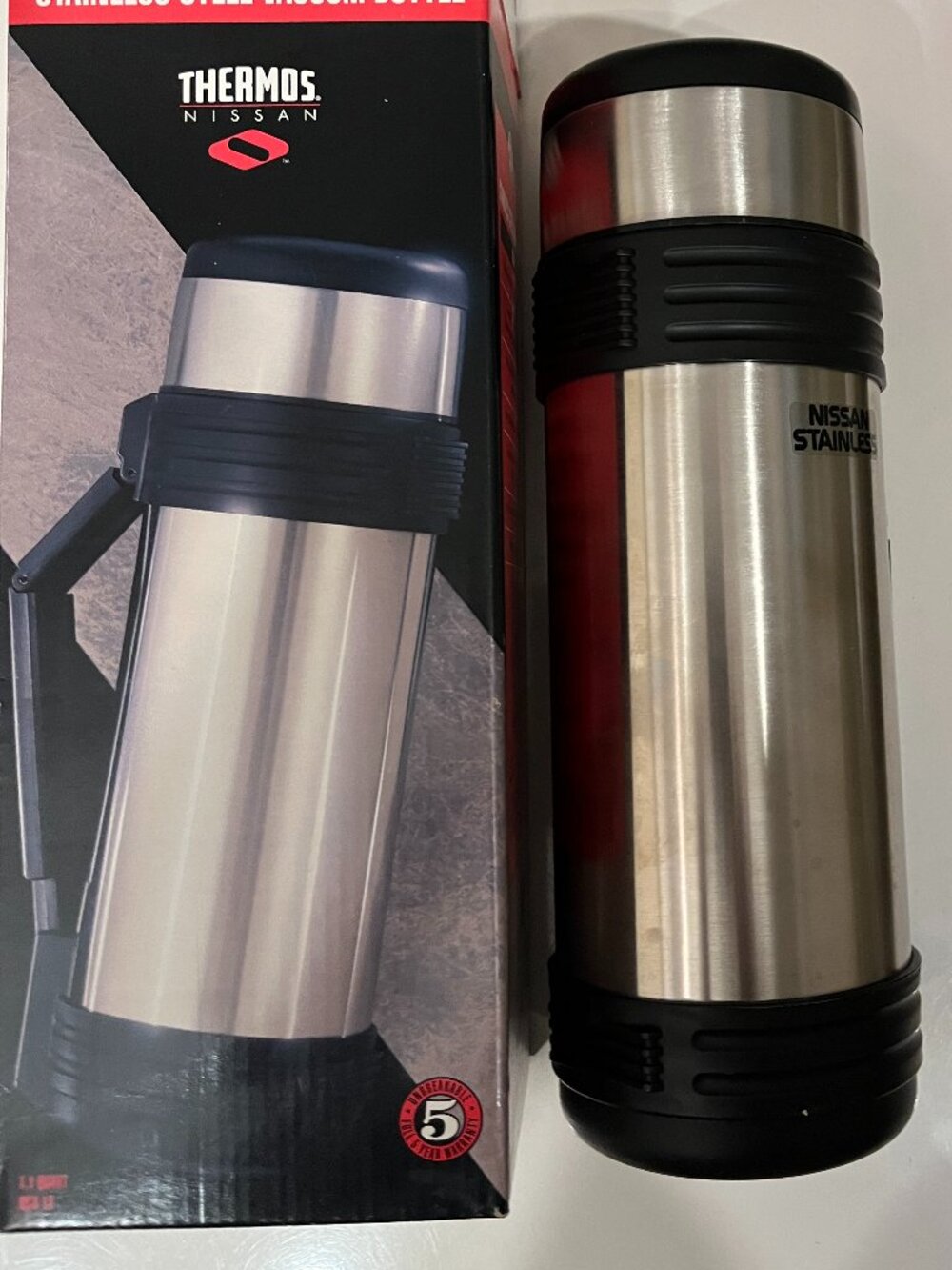 Vintage Thermos Nissan 1.1 Qt Stainless Steel Vacuum Bottle